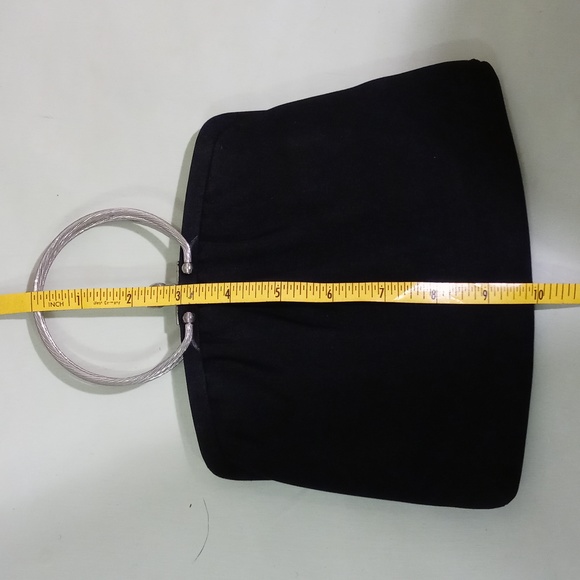 Women's Ande vintage bracelet wristlet evening funeral bag black 10" × 8" - Picture 8 of 9